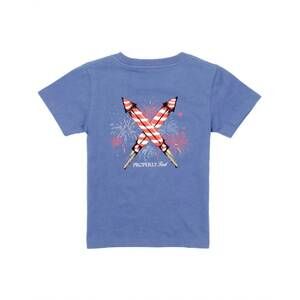 NEW PROPERLY TIED boy's firecracker short sleeve space tee in blue